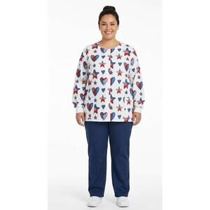 Simply Basic Women's Nurses Scrub Top Cotton Polyester Holiday Plus Size 3X